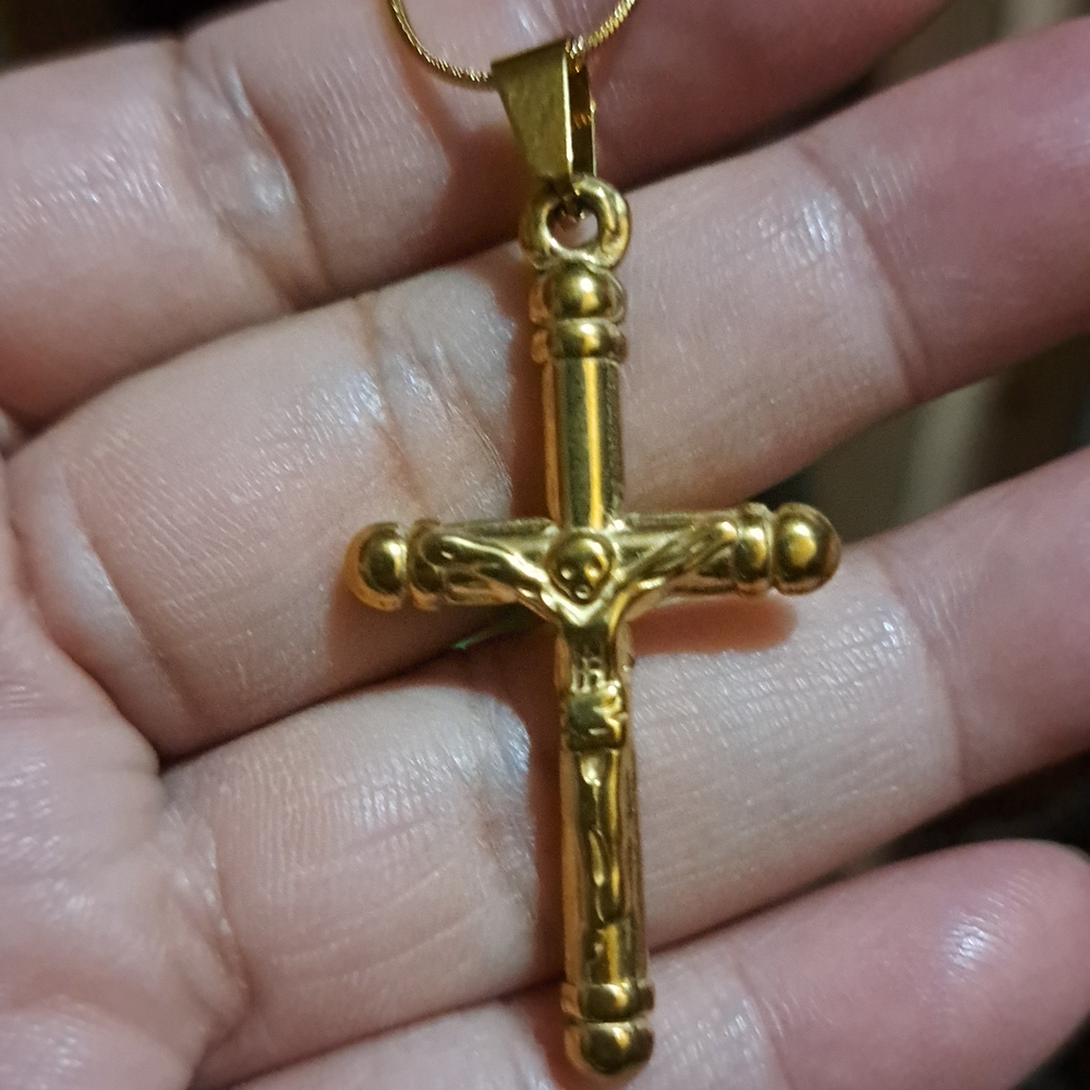 Gold-Tone Crucifix Pendant Necklace